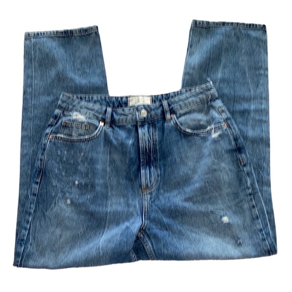Free People Size 31 High Waisted Straight Leg Distressed Jeans - Picture 1 of 7
